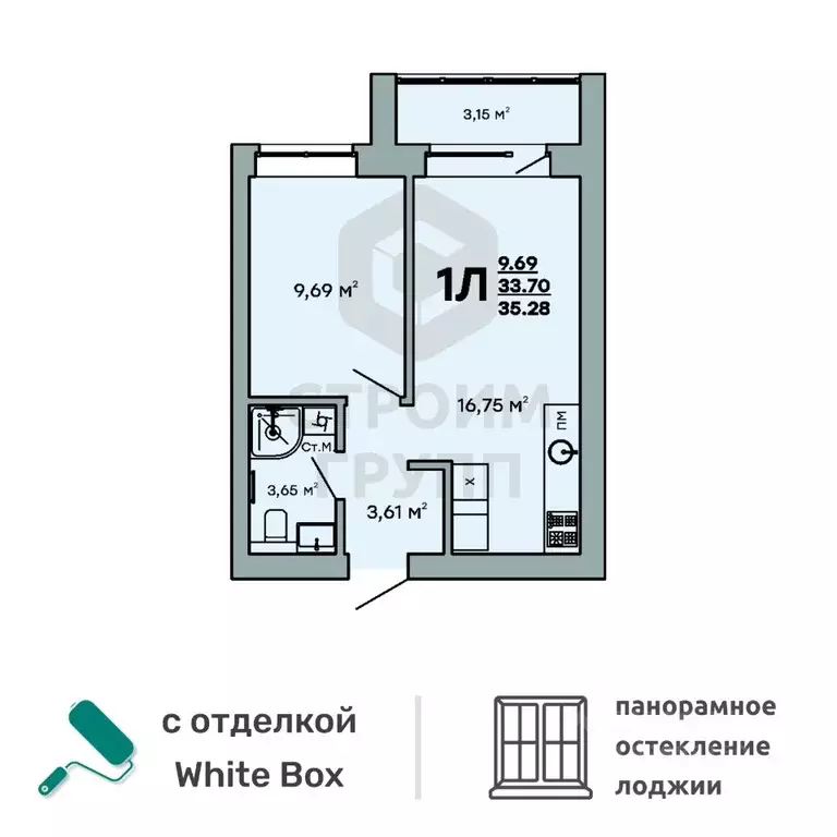 1-к кв. Владимирская область, Ковров Молодежный мкр,  (35.28 м) - Фото 0