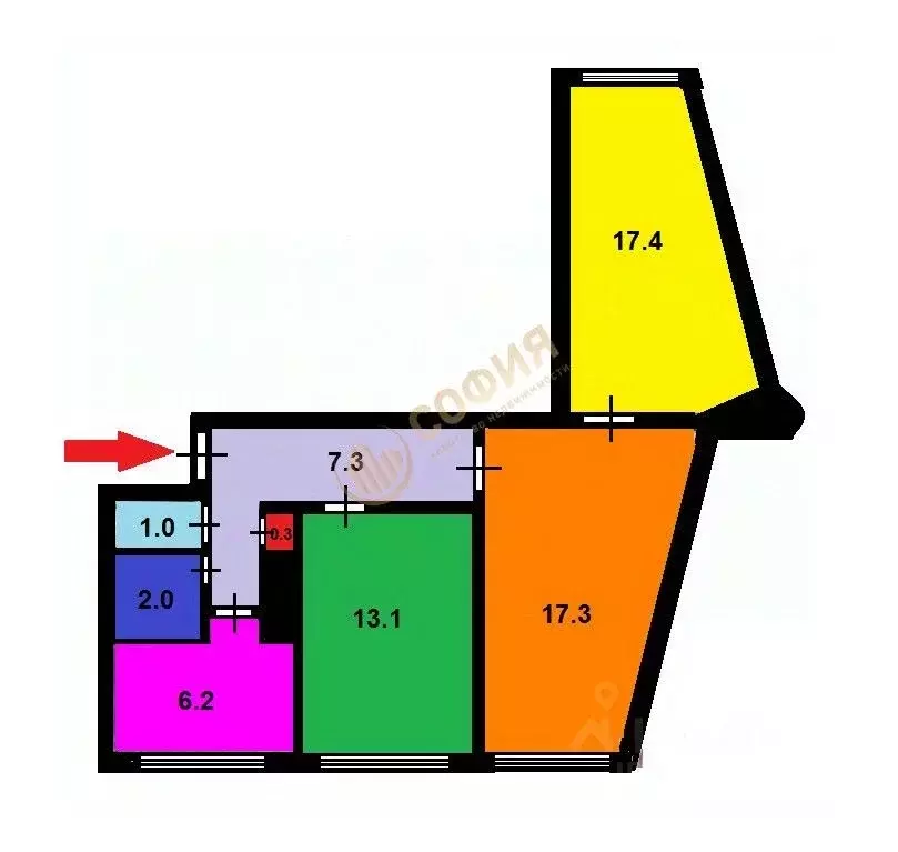 3-к кв. Санкт-Петербург ул. Жени Егоровой, 3К2 (65.1 м) - Фото 1