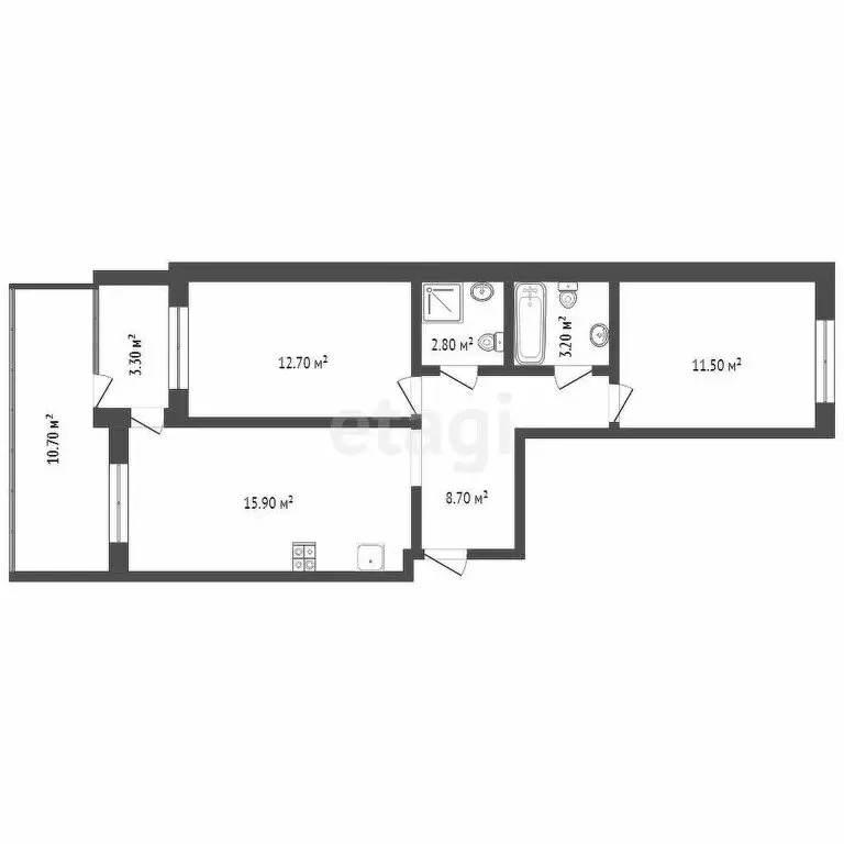 2-комнатная квартира: Тюмень, улица Сергея Свиридова, 5 (54.8 м) - Фото 0