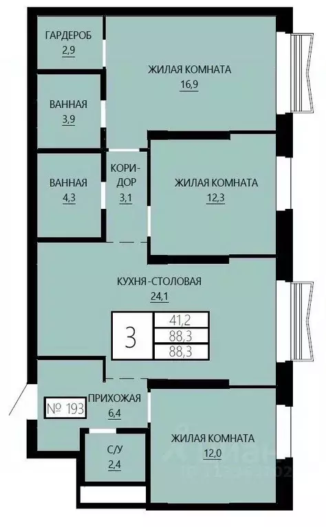 3-к кв. Свердловская область, Екатеринбург Центральный жилрайон, Форма ... - Фото 0