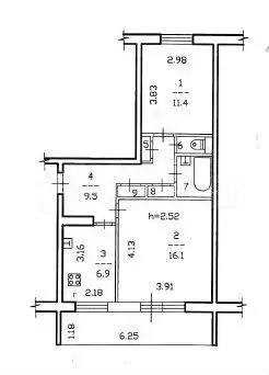 2-к. квартира, 52,6 м, 5/5 эт. - Фото 0