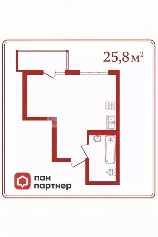 Студия Санкт-Петербург Ириновский просп., 43 (25.8 м) - Фото 1