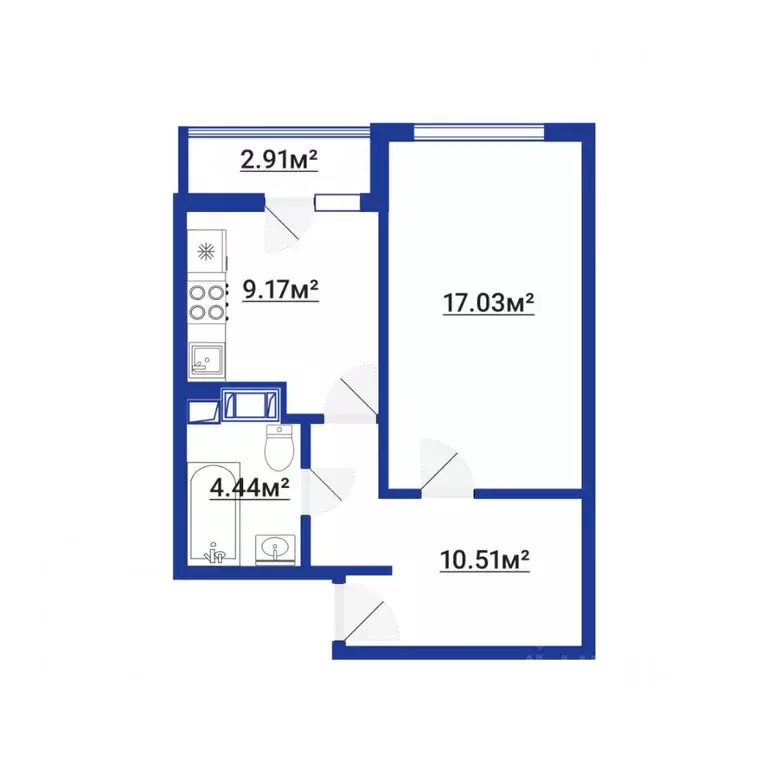 1-к кв. Санкт-Петербург ул. Шкапина, 9-11 (41.4 м) - Фото 2