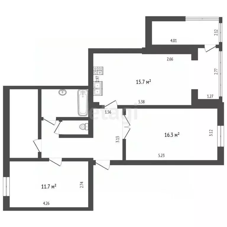 2-к кв. Калужская область, Калуга ул. Вооруженного Восстания, 2/23 ... - Фото 2