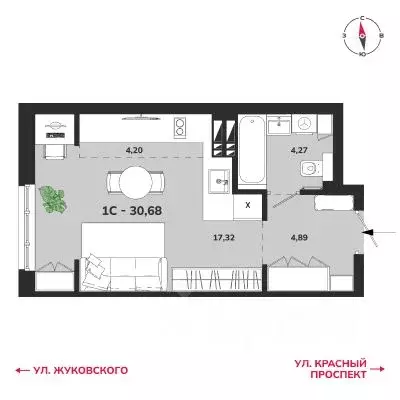 1-к кв. Новосибирская область, Новосибирск Аэропорт мкр,  (30.68 м) - Фото 0