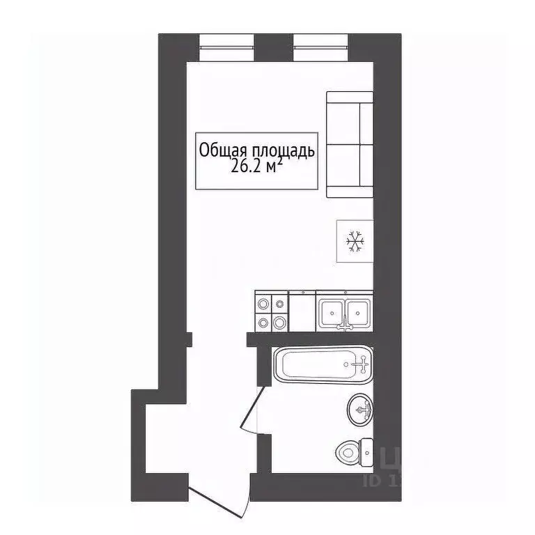 Студия Новосибирская область, Новосибирск ул. Кирова, 113/2 (20.2 м) - Фото 2