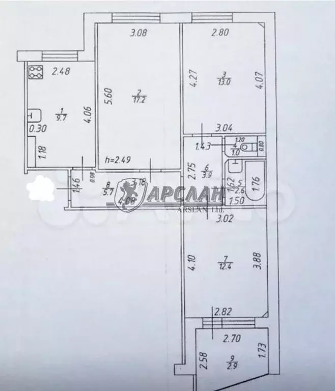 3-к. квартира, 65,6 м, 4/5 эт. - Фото 0