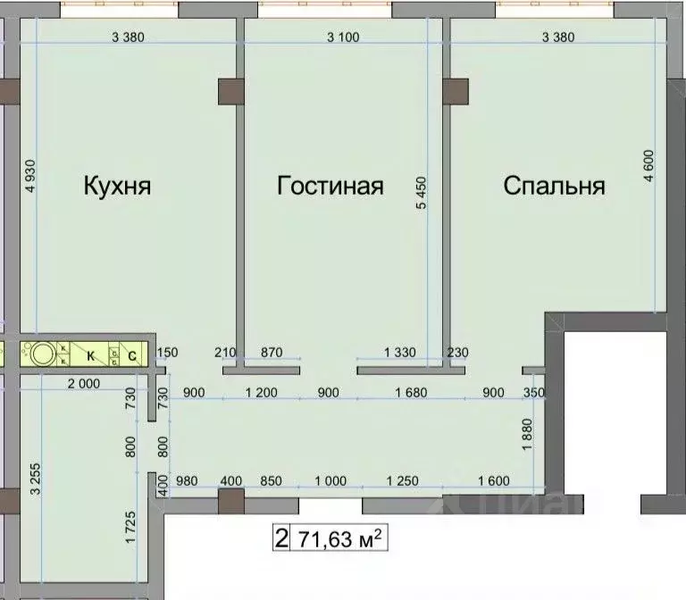 2-к кв. Кабардино-Балкария, Нальчик ул. Героя России Т.М. Тамазова ... - Фото 1