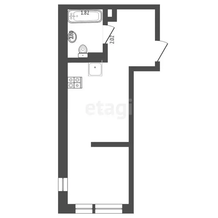 Квартира-студия: Тюмень, Алматинская улица, 4 (37.5 м) - Фото 1