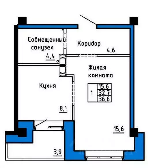 1-к кв. Хакасия, Абакан Колхозная ул., 43 (36.9 м) - Фото 1