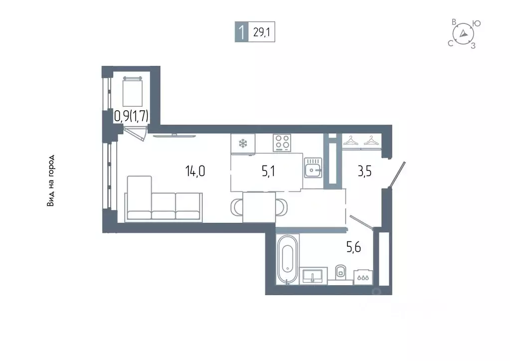 1-к кв. Башкортостан, Уфа Глумилино жилрайон, Аурум жилой комплекс ... - Фото 1