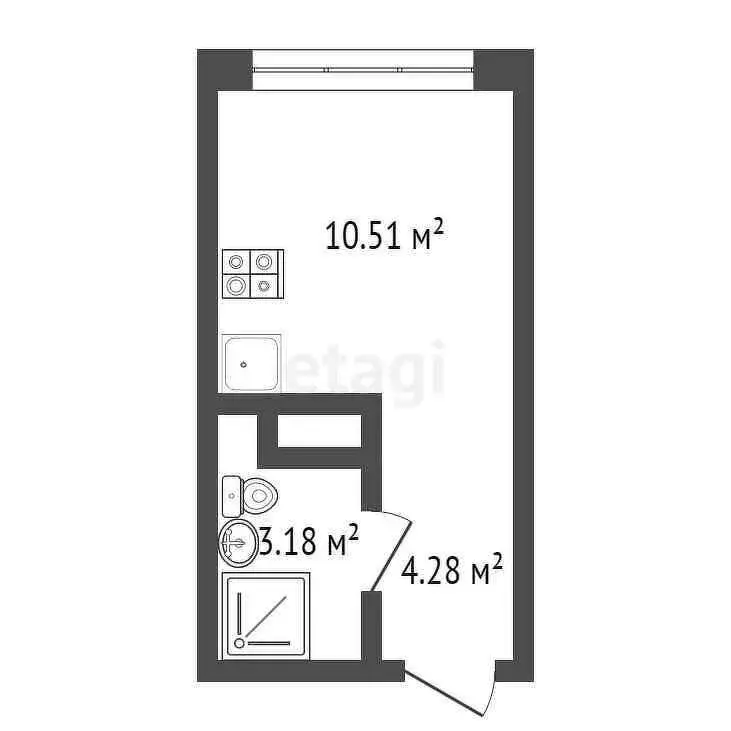 Квартира-студия: Тюмень, Интернациональная улица, 199к9 (18 м) - Фото 0