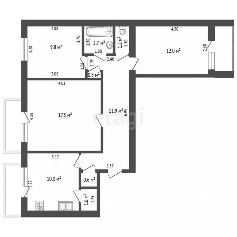 3-к кв. Крым, Джанкой ул. Московская (72.0 м) - Фото 1