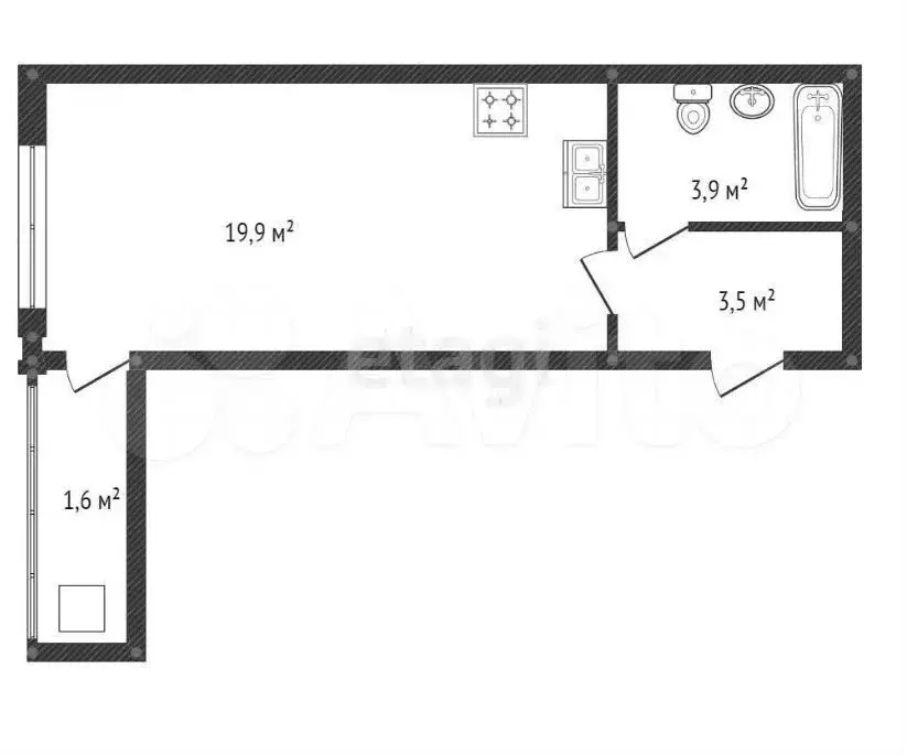 Квартира-студия, 29 м, 11/25 эт. - Фото 1