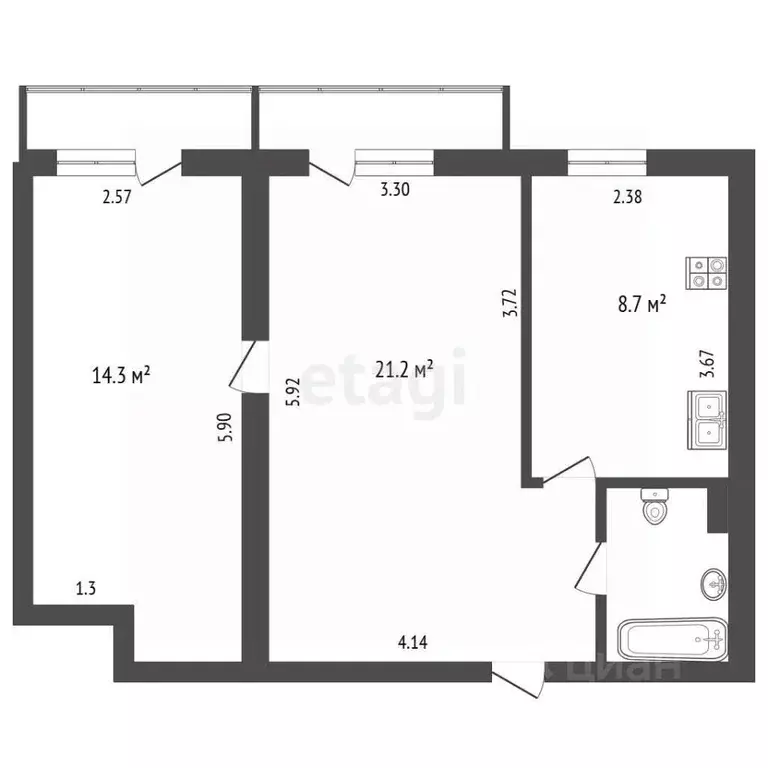 1-к кв. Москва ул. Народного Ополчения, 37к1 (47.0 м) - Фото 2