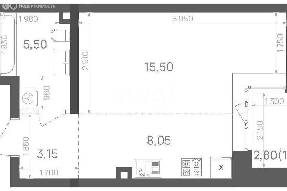 Квартира-студия: Казань, Краснококшайская улица, 60 (32.6 м) - Фото 1