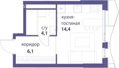 Квартира-студия: Москва, ЮВАО, район Лефортово, ЖК Символ (24.7 м) - Фото 0