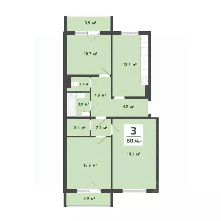 3-к кв. Омская область, Омск Заозерный мкр, ул. Сергея Тюленина, 4 ... - Фото 1