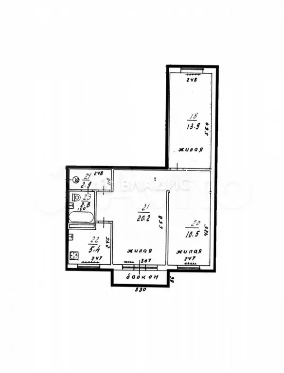 3-к. квартира, 57,3 м, 3/5 эт. - Фото 0