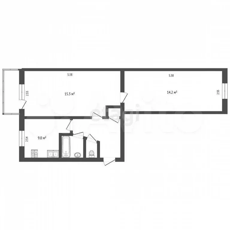 2-к. квартира, 44 м, 3/5 эт. - Фото 0