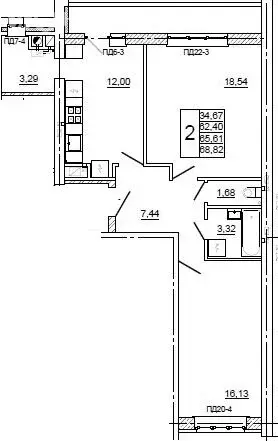 2-комнатная квартира: Смоленск, улица Крупской, 54Б (68.9 м) - Фото 1