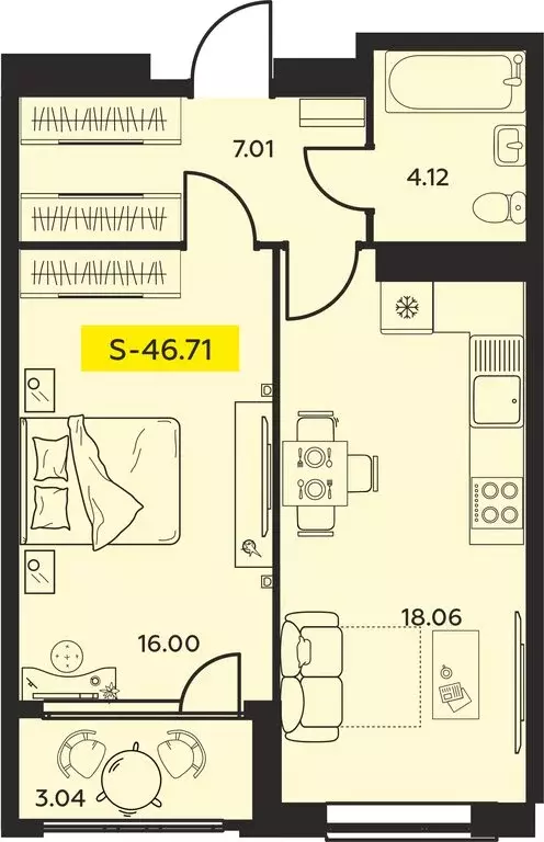 2-комнатная квартира: Иваново, проспект Ленина, 55В (46.71 м) - Фото 1