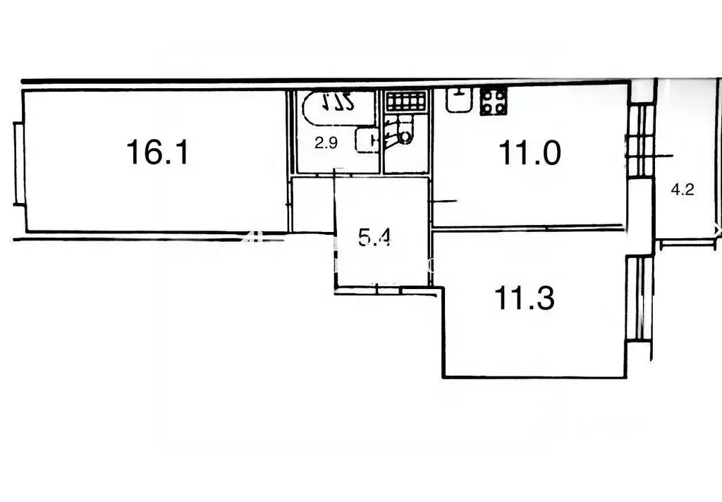 Квартира, 2 комнаты, 47.2 м - Фото 1