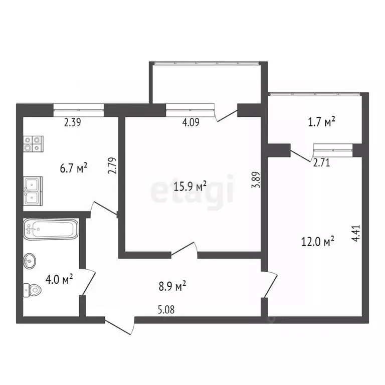 2-к кв. Крым, Евпатория ул. Чапаева, 55 (47.5 м) - Фото 2