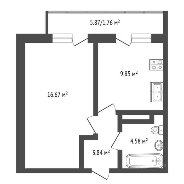 1-к кв. Тюменская область, Тюменский муниципальный округ, д. Дударева ... - Фото 2