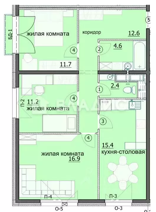 3-к кв. Пензенская область, Пенза ул. Яшиной, 8 (74.8 м) - Фото 1