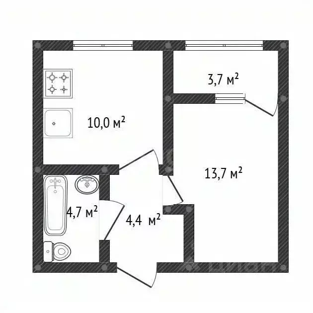 1-к кв. Башкортостан, Уфа ул. Менделеева, 156 (36.5 м) - Фото 1