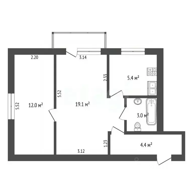 2-к кв. Севастополь ул. Пролетарская, 23 (42.0 м) - Фото 2