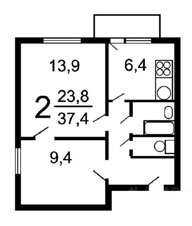 2-комнатная квартира: Москва, улица Ивана Сусанина, 4к4 (39.5 м) - Фото 1