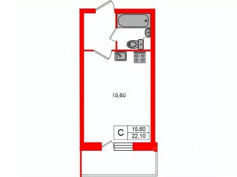 Квартира, студия, 22.1 м - Фото 2