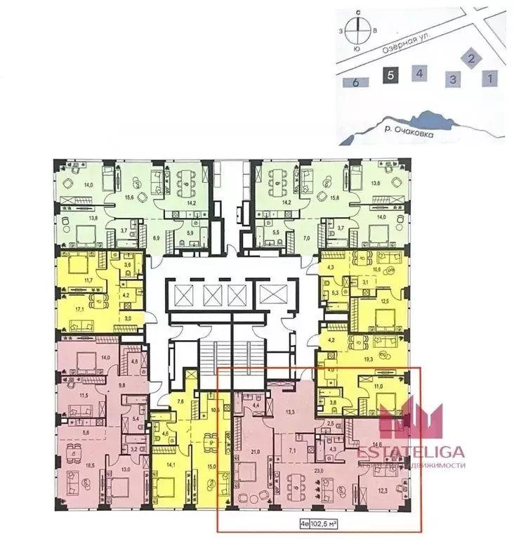 4-к кв. Москва Озерная ул., 1к2/5 (103.8 м) - Фото 2
