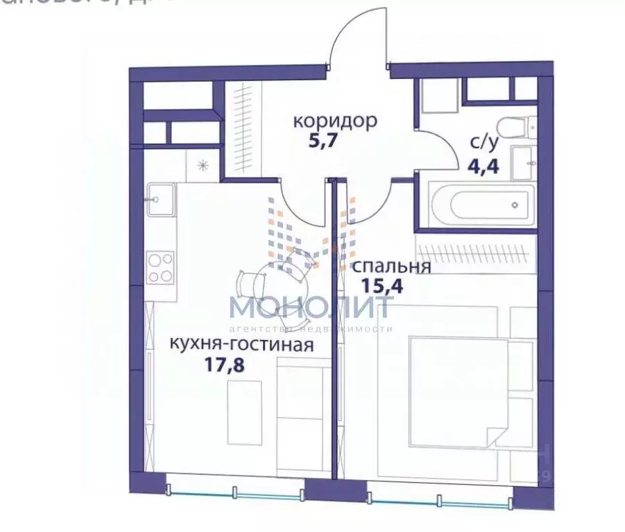 1-к кв. Москва ул. Василия Ланового, 3 (43.0 м) - Фото 1