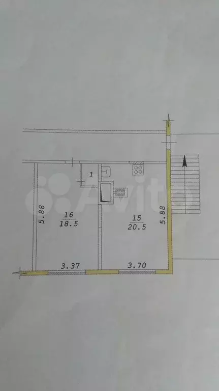 2-к. квартира, 40,2 м, 2/2 эт. - Фото 0
