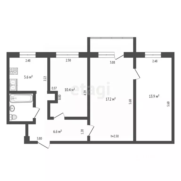3-к кв. Хабаровский край, Хабаровск ул. Кубяка, 18 (56.5 м) - Фото 1