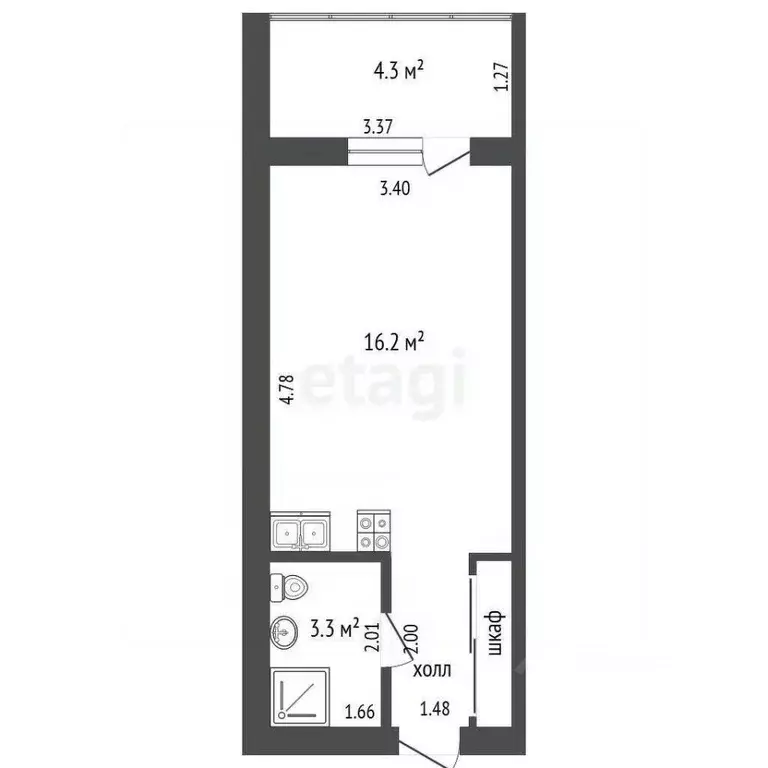 Студия Вологодская область, Череповец Октябрьский просп., 78А (23.2 м) - Фото 1