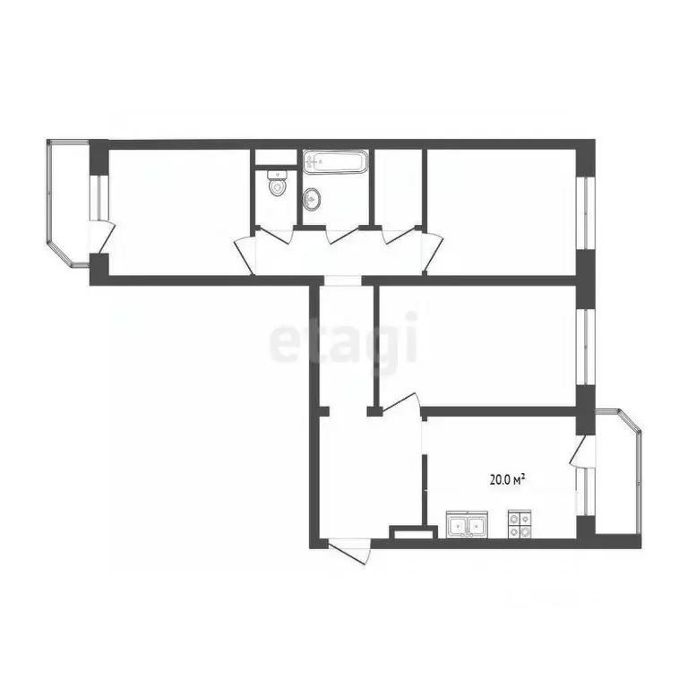 3-к кв. Тюменская область, Тюмень ул. Федюнинского, 60к2 (93.0 м) - Фото 1