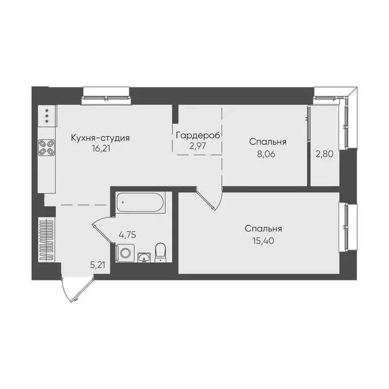 2-к кв. Иркутская область, Иркутск ул. Пушкина (55.4 м) - Фото 0