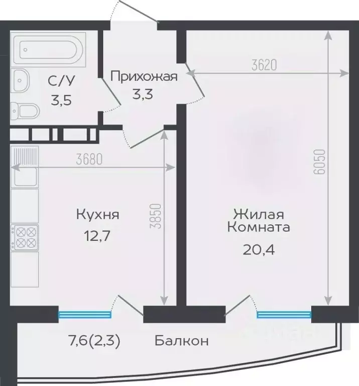 1-к кв. Краснодарский край, Краснодар Обрывная ул., 22/1 (42.8 м) - Фото 2