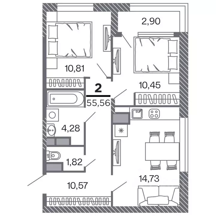 2-к кв. Рязанская область, Рязань Петра и Февронии жилой комплекс ... - Фото 1