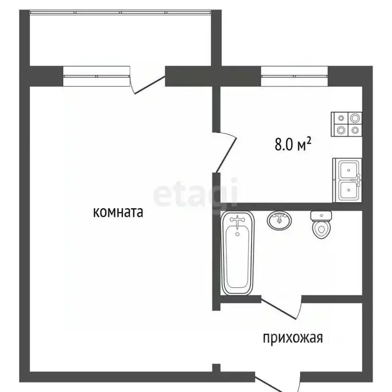 1-к кв. Тюменская область, Тюмень ул. Мельникайте, 89 (32.4 м) - Фото 2