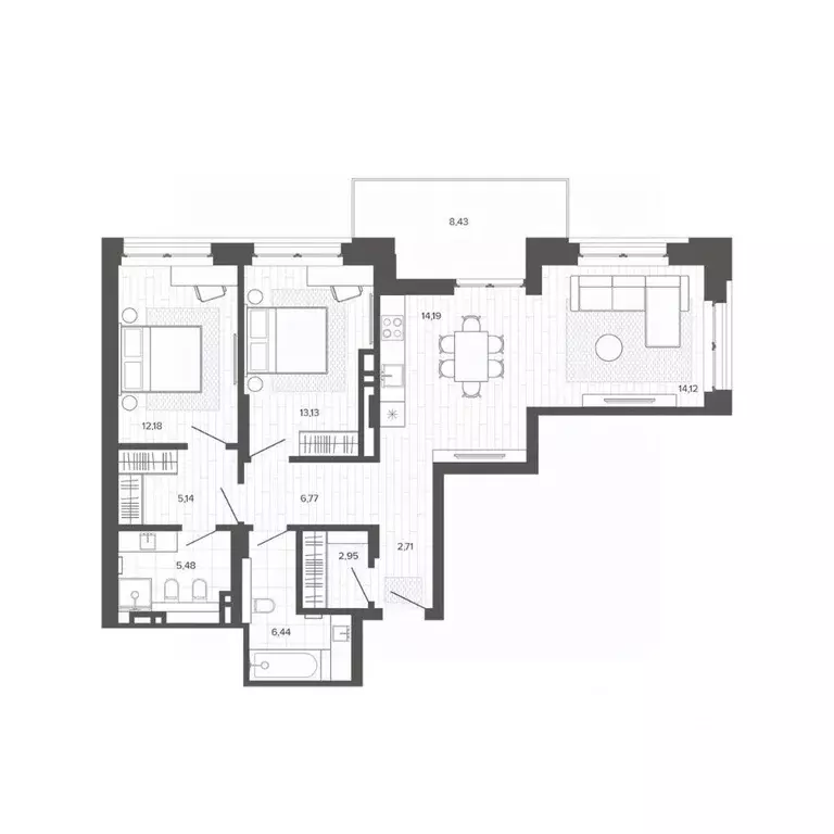 2-к кв. Алтайский край, Барнаул Жилплощадка мкр,  (91.54 м) - Фото 0