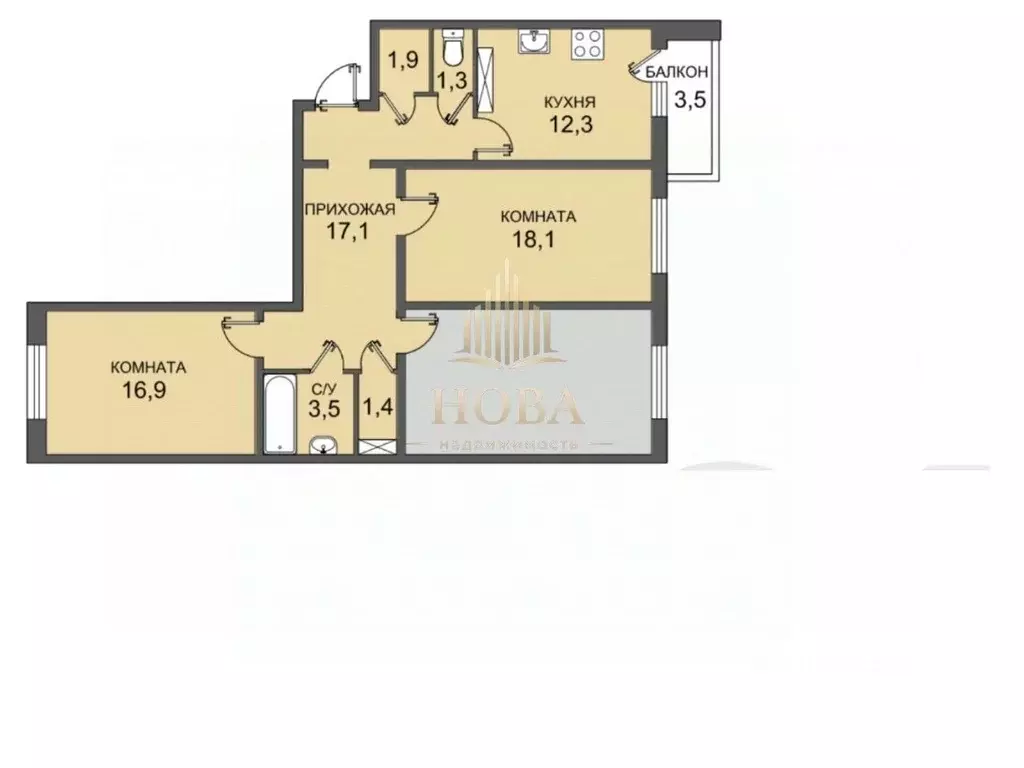 Комната Санкт-Петербург просп. Героев, 26к2 (35.0 м) - Фото 2