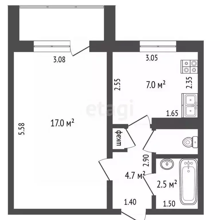 1-к кв. Нижегородская область, Выкса Мотмос мкр, 11 (32.5 м) - Фото 2