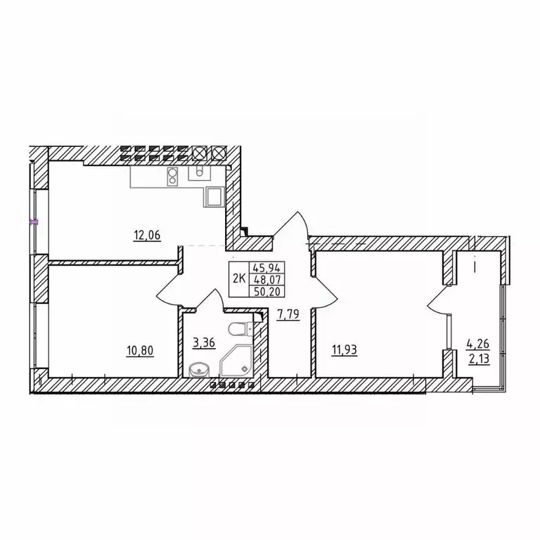2-к кв. Калининградская область, Зеленоградск  (50.2 м) - Фото 1