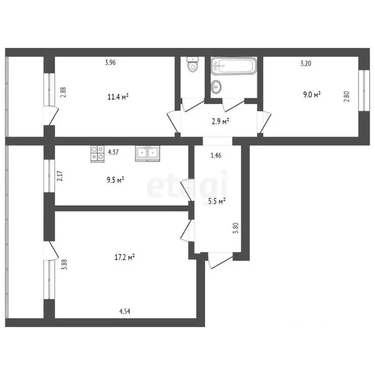 3-к кв. Орловская область, Орел Жилинская ул., 2 (59.5 м) - Фото 0