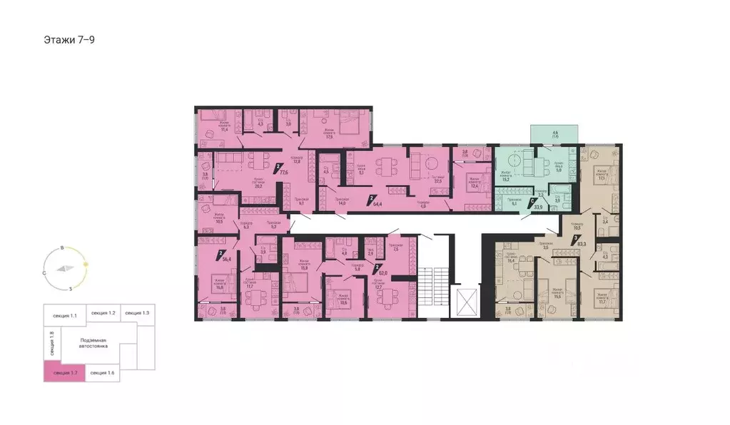 2-к кв. Свердловская область, Екатеринбург Вторчермет жилрайон,  (56.4 ... - Фото 2